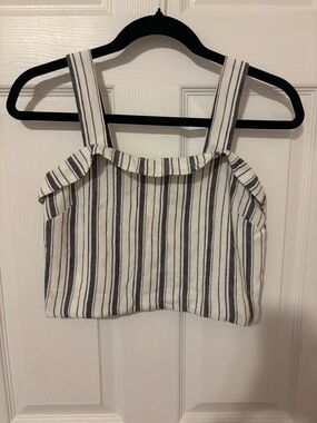 American Eagle Outfitters Black and White Striped Square Neck Crop Top NWT